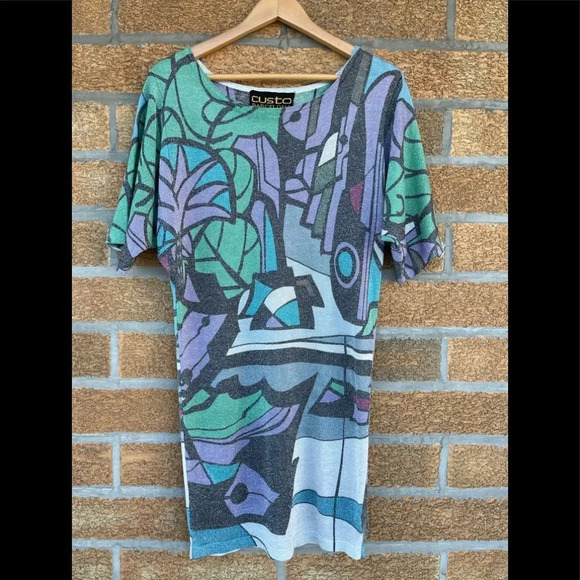 Custo Barcelona Sparkly Mosaic Knit Dress medium - Picture 3 of 9